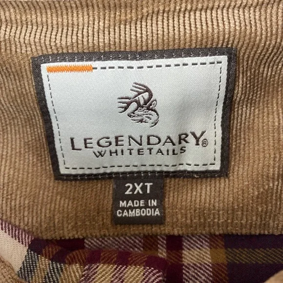 Legendary Whitetails Buck Camp Grandpa Plaid Button Up Flannel Shirt Mens 2XT - Picture 4 of 14